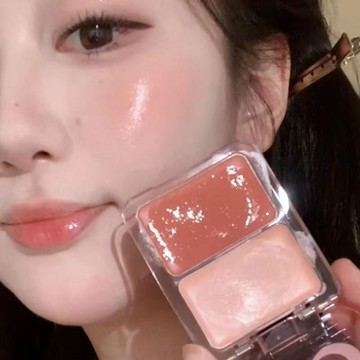 ErshiQi 韓系女團水光腮紅膏 粉絨小兔水光腮紅盤 高光腮紅 平價素顏學生