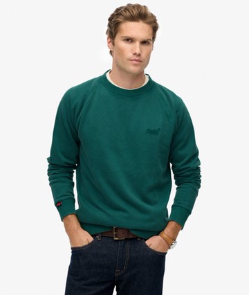 Superdry Men's Essential Logo Raglan Crew Sweatshirt Green Size: M