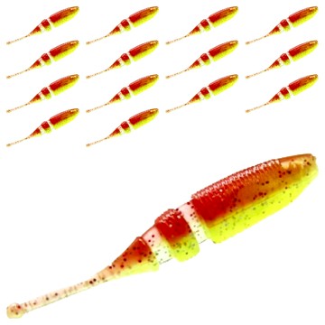 LAKE FORK 多節迷你軟魚 (點尾) Live Baby Shad 釣組 - 綠色  透明螢光黃  1組