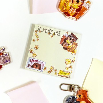 【Wom!袋熊看電影 To Watch List】水彩插畫 便條紙 不黏 Memo紙