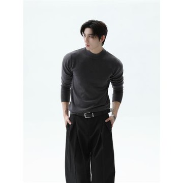 TURNTIDE 430g羊毛混紡萊賽爾半高領修身毛衣保暖打底內搭針織衫