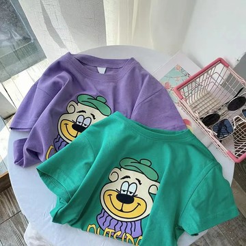 男童必備~女童男童短袖T恤夏裝新款韓版洋氣寶寶兒童夏日寬鬆上衣 兒童夏裝 圓領打底衫 夏天T恤 短袖T恤