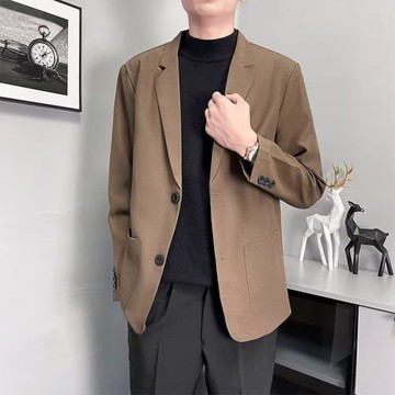 2024秋冬純色高級感小西裝新款韓版潮流休閑百搭ins痞帥西服外套