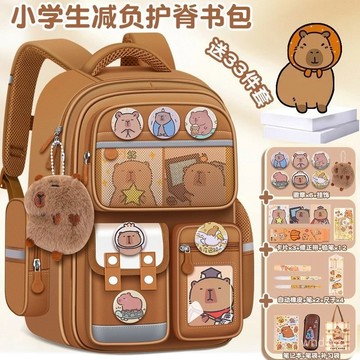 👜 卿選好物 👜【護脊減壓】卡皮巴拉女生兒童小學生書包一三六年級玉桂狗護脊反光女孩大背包