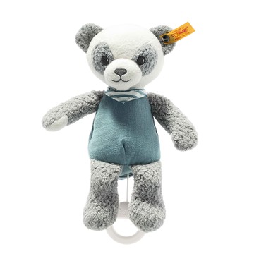 Steiff 德國金耳釦泰迪熊 嬰幼兒音樂鈴 GOTS Paco panda  灰色  1個
