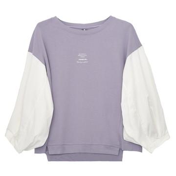 5th STREET｜女裝｜異材質剪接長袖T恤｜亮紫