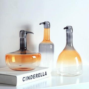 高級感玻璃大肚瓶創意批發可拆分擺件香水瓶裝飾品工藝品外貿出口