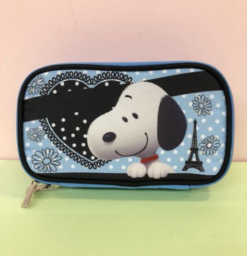 【震撼精品百貨】史奴比Peanuts Snoopy ~SNOOPY化妝包/筆袋-藍愛心(雙層)#12142