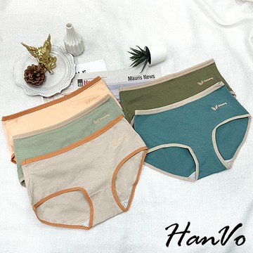 【HanVo】立體小葉子簡約棉質親膚內褲 透氣特色滾邊中腰三角褲 獨立包裝 女生內褲 透氣內褲 內褲 A11-5707