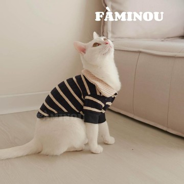 FÀMINOU．🇰🇷Rönd法式針織條紋寵物上衣 韓國代購 寵物上衣 貓咪衣服 寵物衣服 狗狗衣服