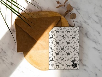 雪白麋鹿花園聖誕卡洛可可草莓WELKIN明信片 聖誕卡片【CM17090】