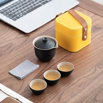 商務復古江山便攜旅行茶具輕奢快客杯戶外陶瓷批發伴手禮印制logo