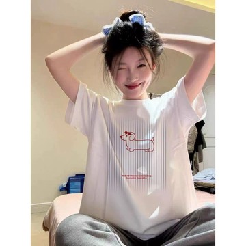 9527 人列入最愛💫100%純棉白色短袖t恤女2026新款爆款夏季寬鬆設計感小衆美式上衣DES3