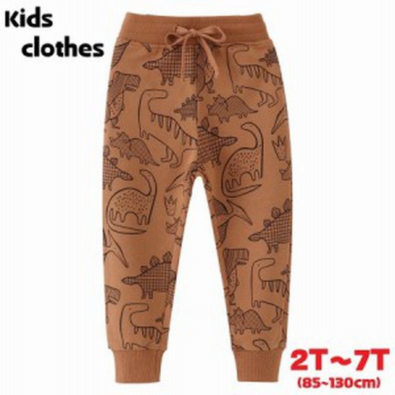 ロングパンツ ズボン ルームウェア キッズ 子供服 女の子 男の子 ボトムス ロング丈 ウエスト紐 ウエストリブ 裾リブ 総柄 イラスト 恐竜 通販 Lineポイント最大get Lineショッピング