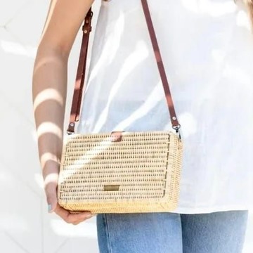 荷蘭設計 Manava One 原色藤編包 - 裸色背帶