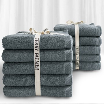 TERRY PALMER 無螢光厚磅毛巾 藍灰色 40x80 公分  10條