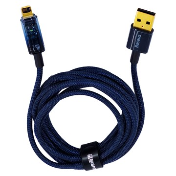 Baseus 倍思 USB-iP2.4A 探索者系列智慧斷電快充充電線 - 2.4A 480Mbps 尼龍編織線  2m  藍色  1條