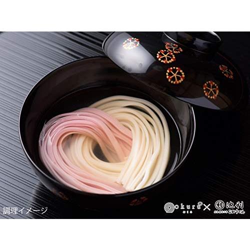 （ファンファン） 内祝い お祝い ギフト プレゼント 名入れ okuru 紅白うどん 苗色 桐箱入り 350g