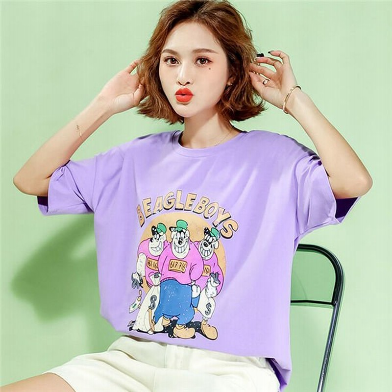 Tシャツ 半袖 レディース ティシャツ プリント 綿 大きいサイズ ゆったり トップス カジュアル 夏Tシャツ 女性Tシャツ オシャレ夏用 通勤 通販  LINEポイント最大GET | LINEショッピング
