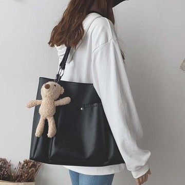 秋冬質感托特大容量包包女軟皮單肩大包簡約通勤韓版學生上課百搭