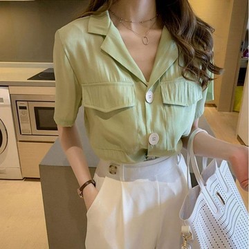 【雅韻衣櫥】夏季新款時尚氣質短袖襯衫女設計感小衆上衣韓範襯衣打底衫潮