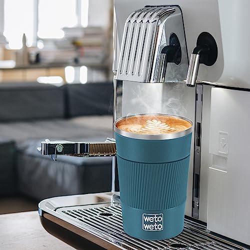 WETOWETO 12 oz Insulated Coffee Cup, Spill Proof Travel Coffee Mug, Vacuum Stainless Steel Coffee Tumbler, Coffee Mug with Lid, Portable Thermal Mug,