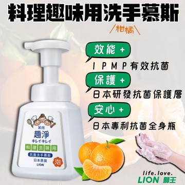 【LION 獅王】趣淨抗菌料理去味洗手慕斯 柑橘 230ml*20瓶