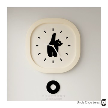 [周大叔 台灣現貨] 北歐貓咪時鐘 時鐘掛鐘 可愛時鐘 靜音時鐘 客廳時鐘 質感時鐘 鐘擺時鐘