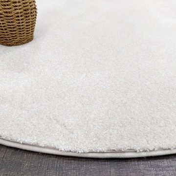 比利時 頂級奢華長毛圓形地毯 03雪白 130cm
