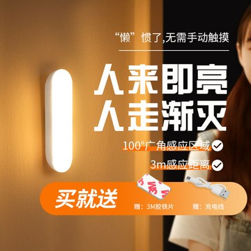led感應小夜燈宿舍用床頭夜燈全自動不插電人走燈滅走廊衛生間燈 鑫弘-數碼配件