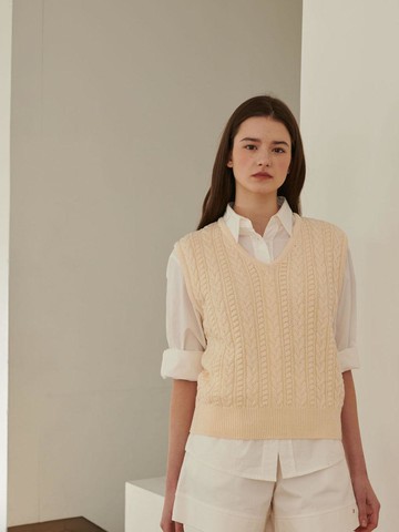 Dot Cable Vest [Cream]