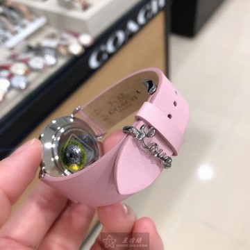 COACH 蔻馳女錶 36mm 銀圓形精鋼錶殼 白色簡約, 時分秒中三針顯示, 紅愛心錶面款 CH00051