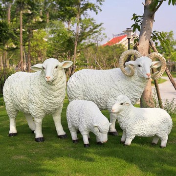 玻璃鋼仿真綿羊雕塑戶外園林景觀動物山羊擺件花園草坪幼兒園裝飾