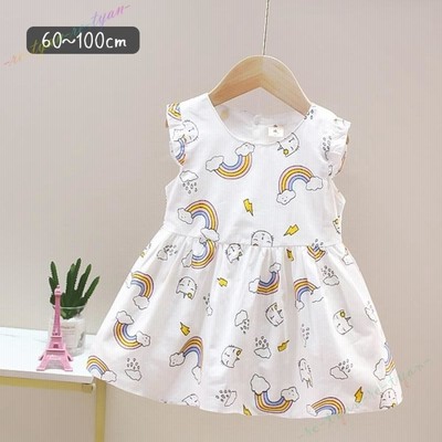 赤ちゃん ワンピース 夏服 涼しい ノースリーブ 女の子 かわいい柄 ベビー服 袖なし 0歳 1歳 2歳 3歳 水玉