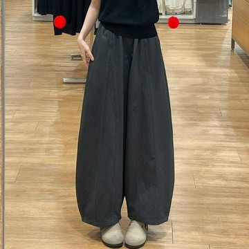 現款免運 休閒長褲 長褲女 通勤褲 小個子深灰色彎刀褲女夏季新款薄款寬鬆休閒百搭高腰顯瘦九分褲潮Y韓系長褲