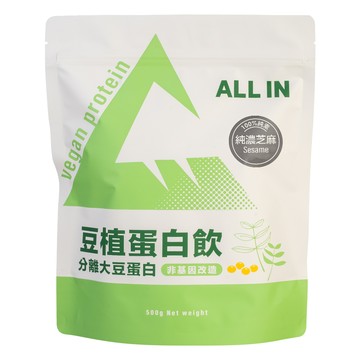 ALL IN 豆植蛋白 純濃芝麻  500g  1個