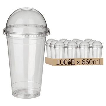 外帶 透明杯 + 杯蓋 套組  1組  100組  660ml