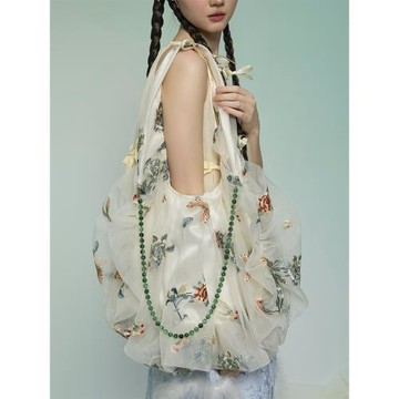 尾鳶錄春夏季新款重工國風刺繡歐根紗包新中式仙氣單肩包包磁吸扣