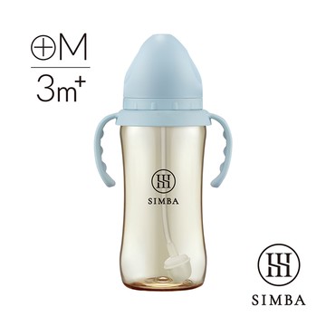 Simba 小獅王辛巴 - 蘊蜜鉑金PPSU寬口吸管把手防脹氣奶瓶-學飲適用-晨藍-360ml