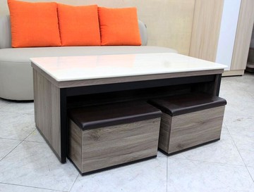 【歐風別館】秋田灰橡色石面茶几含腳椅【基隆至台中免運費】