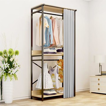 【慢慢家居】現代簡約附簾開放式衣櫃(3尺雙吊)
