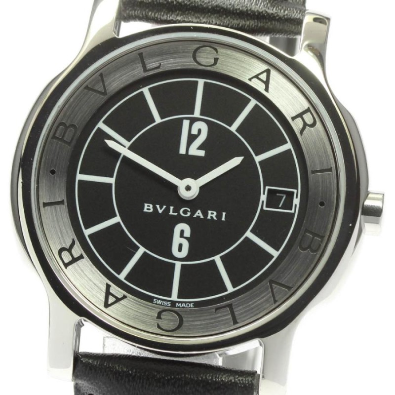 ブルガリ BVLGARI ソロテンポ ST35S クォーツ デイト 腕時計 SS シルバー-