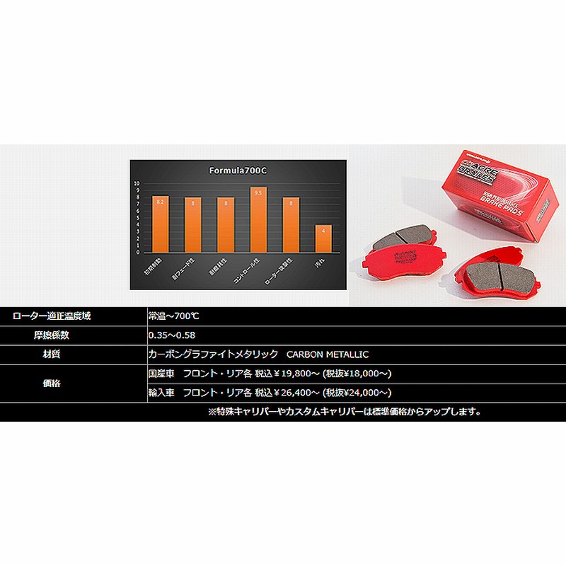 夜空 アクレ ブレーキパッド フォーミュラ800C フロント用 アリスト