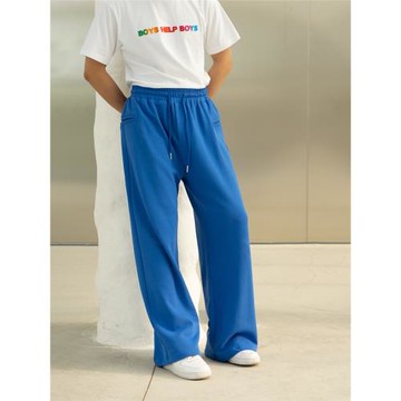 CLP松緊腰抽繩微彈薄款夏季寬松男士休閑闊腿褲運動褲新款夏2022