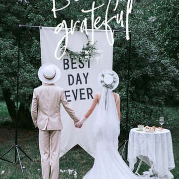 2020新款背景掛布婚紗創意外景攝影道具英文背景布影樓旅拍鐵桌椅