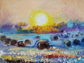 鹿的童話 一套 2 幅原創油畫。波西米亞風格裝飾。