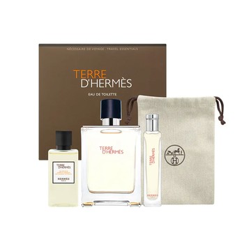 【HERMES 愛馬仕】大地男性香氛禮盒 (淡香水100ml+淡香水15ml+沐浴膠40ml)