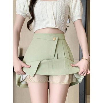 不規則西裝百褶裙女春夏2025新款高腰顯瘦小個子防走光a字半身裙