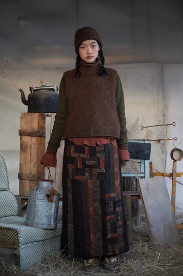 復古文青 羊毛混紡針織背心 休閒無袖毛衣