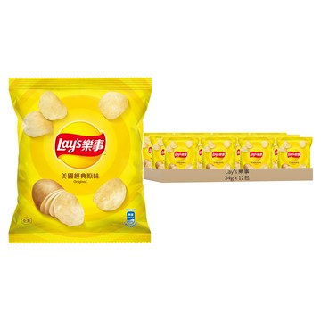 Lay's 樂事 洋芋片 美國經典原味  34g  12包